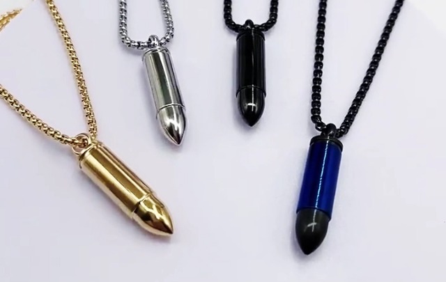 VBSUT Stainless Steel Bullet Pendants Necklaces for Men Women