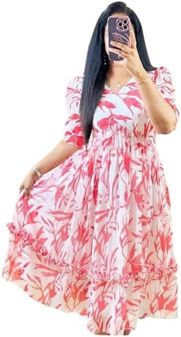 MEERA FABPure Women's Cotton Anarkali Floral Printed Regular Kurta For Women