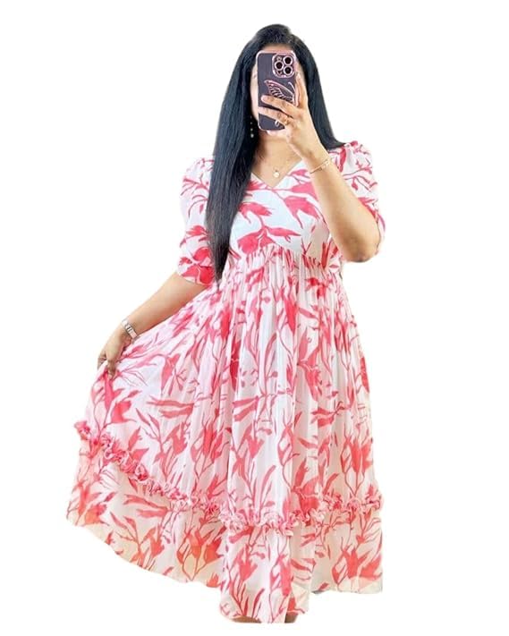 MEERA FABPure Women's Cotton Anarkali Floral Printed Regular Kurta For Women