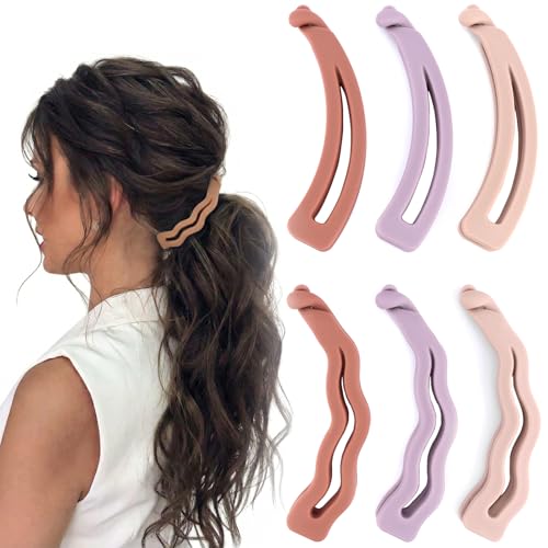 KICOSY Banana Clips for Women, 6 PCS Matte Wavy Banana Clip for Thick Thin Hair, Curly Hair Styling Clips, Strong Grip, Secure Hold Fashion Hair Accessories for Daily Wear & Special Occasions