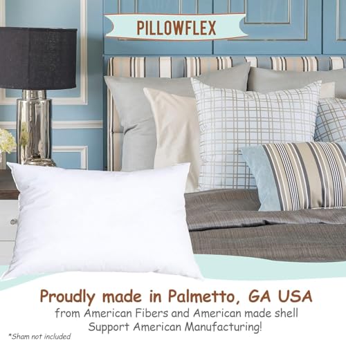 Image of Pillowflex Synthetic Down Pillow Insert 18x24 in - Soft Sleeping Pillow | Large Rectangle Sham Form, Plush Polyester Cotton Blend, Cloud-Like Comfort, Clump-Resistant Fill, Smooth Elegant Finish