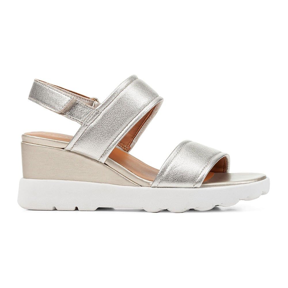 Geox Women's D SPHERICA EC6 A Wedge Sandal, LT Gold, 40 EU, Gold, 7 UK
