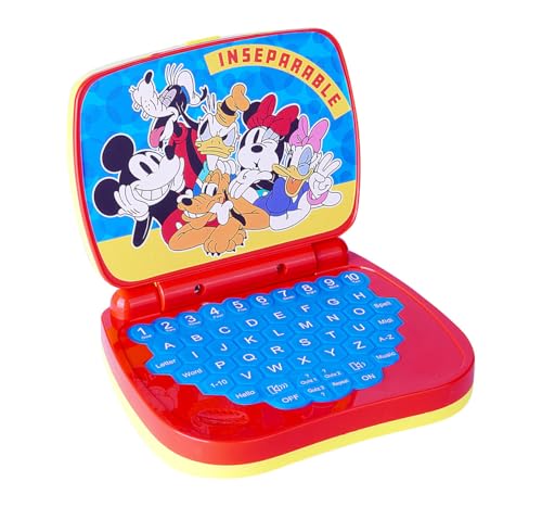 Image of Disney Mickey Mouse Educational Laptop Toy for Kids - Interactive Alphabet & Number Learning Tool, Music & Sounds,Screen-Free Tech Toy for Boys & Girls Ages 3+, Safe & Portable Learning Aid