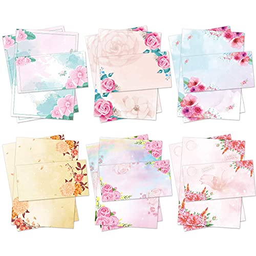 Watercolor Stationary Paper Set 48 Floral Double Sided Printing Japanese Stationery Paper with Envelopes Floral Letter Writing Paper for Office School Home