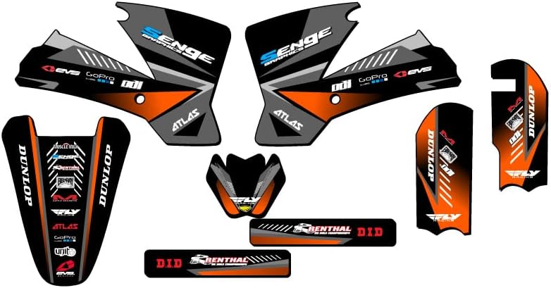 Vista 9 de 2002-2008 SX 65 Surge Orange Senge Graphics Kit Completo con ID de Rider Compatible con KTM Naranja
