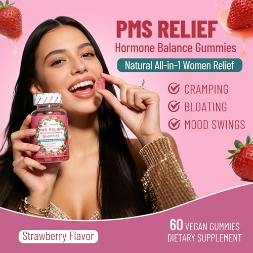 Image of PMS Relief Hormone Balance Gummies, 60 Ct | Menstrual Cramp Relief, Bloating, Mood Swings, Menopausal Support, Daily Wellness & Comfort