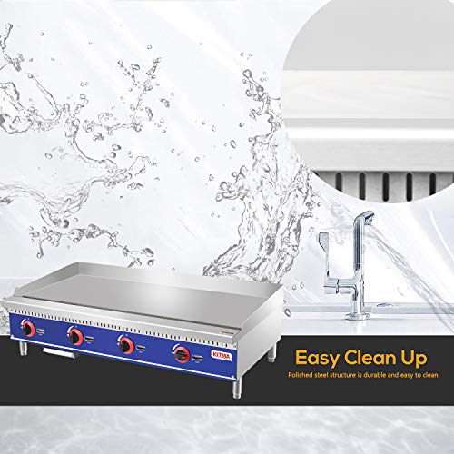 Commercial Countertop Manual Griddle - Kitma 48 Inch Liquid Propane Flat Top Griddle - Restaurant Equipment For Barbecue, 120,000 Btu #TOP2