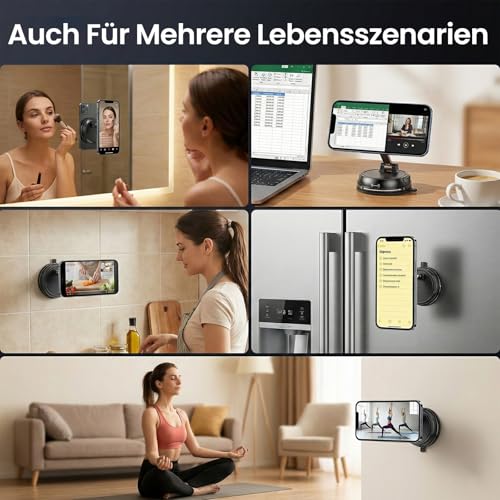 Handyhalterung Auto MagSafe,Vakuum Magnetischer Auto Für MagSafe Autohalterung, [22x N55 Magnet],[Mit 35KG Stärkste Saugkraft], 360° Drehbare Handy Halterung Für Alle Handys