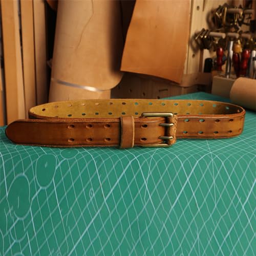 Classic Cowhide Leather Belts Adjustable Fashion Double Grommet Devise Punk Rock Western Style Vintage Belt3