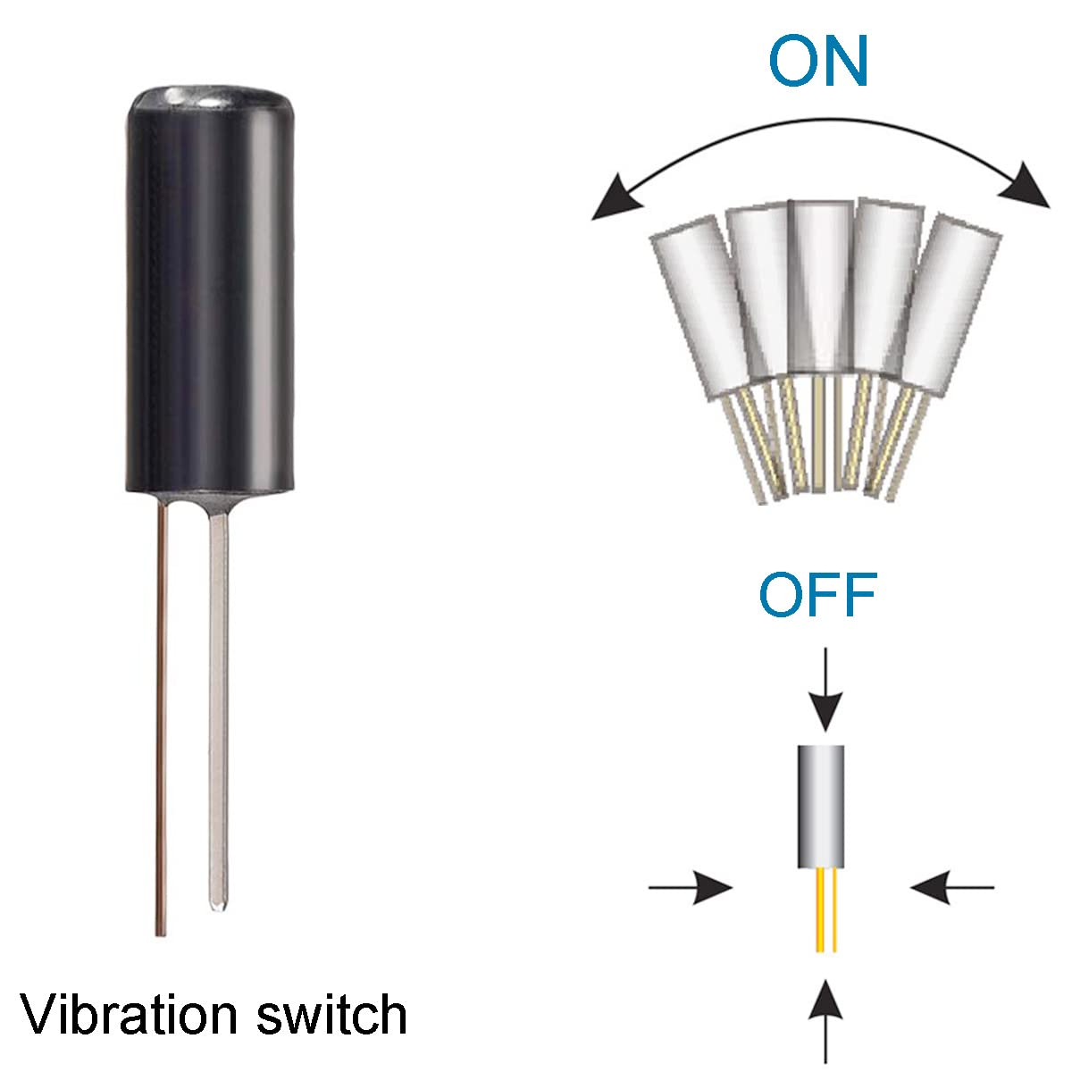 50 pièces Interrupteur à capteur de vibrations SW-18020P Kit électronique à ressort haute sensibilité 12V 2mA Étanche à l'eau et à la poussière