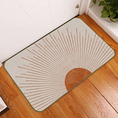 Uinhmop 17''×30'' Minimalist Abstract Boho Sun Sunrise Sunset Sunshine Decorative Doormat, Bohemian Shining Sun Floor Mats,Farmhouse Decor For Home Front Door Porch Outdoor Indoor,Boho Lovers Gift #TOP2