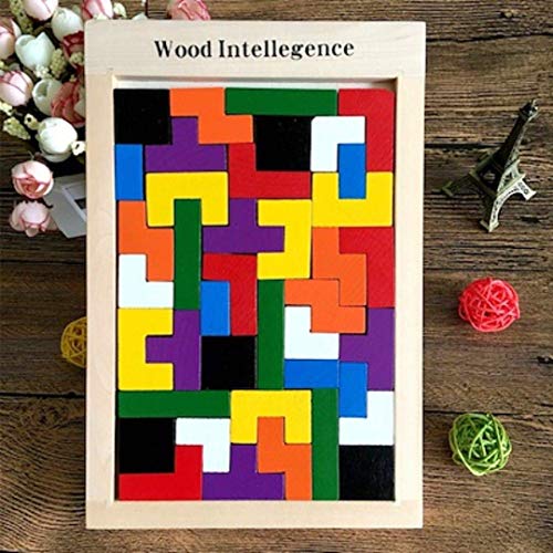 PANISHKA Wooden Puzzle Games for Kids Wooden Intelligence Puzzle Russian Block Puzzle Block Puzzles for Kids Educational Toys for Kids 3+ Years Wood Intelligence Brain Games Building Blocks 40 Pcs