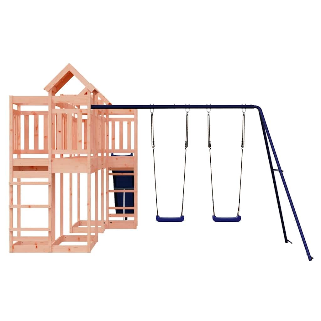 Spielturm Massivholz Douglasie mit Wellenrutsche und Doppelschaukel Gartenspielzeug für Kinder 3-8 Jahre Klettergerüst mit Sandkasten Robustes Outdoor Spielhaus für Garten Terrasse Hof