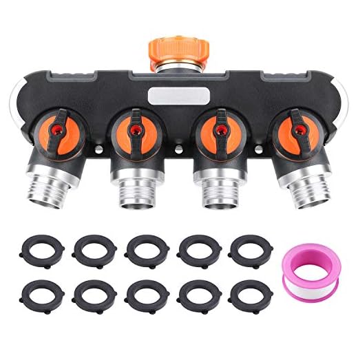Homga 4 Way Garden Hose Splitter Heavy Duty Water Hose Adapter, Upgraded Hose Connector with 10 Rubber Washers to Connect Multiple Hoses for Outdoor Faucet, Sprinkler, Drip Irrigation Systems, Lawns