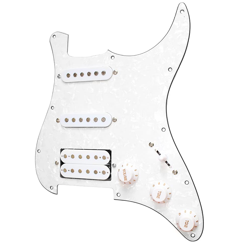 3-ply SSH Loaded Prewired Pi Guard Humbu er Pi ups Set for ST Electric Guitar White Pearl-image-47