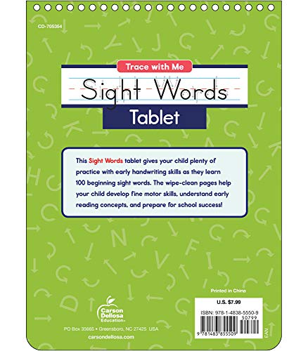 Trace with Me: Sight Words Wipe Clean Workbook, Practice Sight Words with Dry Erase Marker for Preschool and Kindergarten - Image 2
