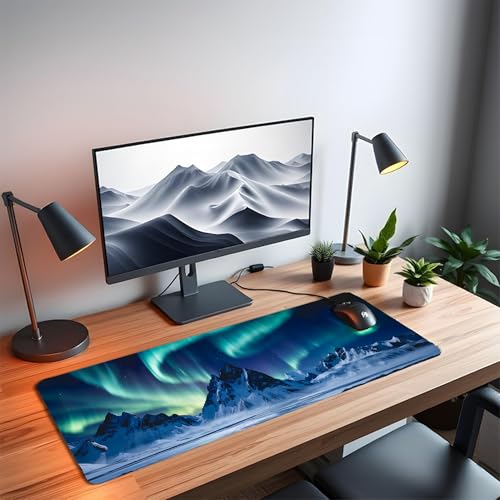 Image of Arora Mountain XL Extended Gaming Mouse Pad | XXL Large Desk Mat 60x30cm for Laptop & PC | Non-Slip Rubber Base, Waterproof, Durable & Smooth Surface | Office, Gaming & Study, asthetic