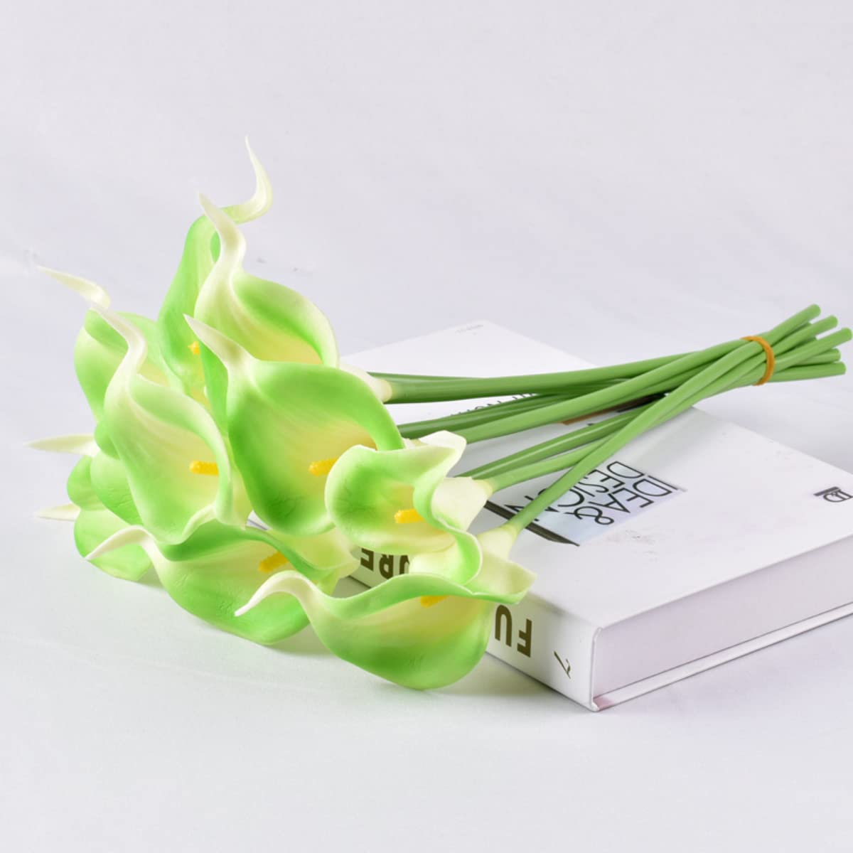HAOSHICS Artificial Calla Lilies, Realistic Latex Calla Lily with Soft PU Stem, Elegant Flower Decoration for Bridal Wedding, Home, Party, Office, DIY Floral Arrangements (10, green)
