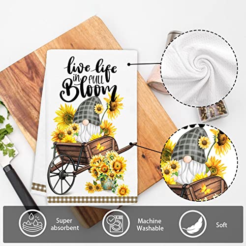 Pinata Sunflower Kitchen Towels Set Of 4-Gnome Bee Sunflower Dish Towels-Hello Sunshine Seasonal Tea Towels-Cute Home Sweet Home Hand Towels-Housewarming Gifts Sunflower Kitchen Decor For New Home #TOP2