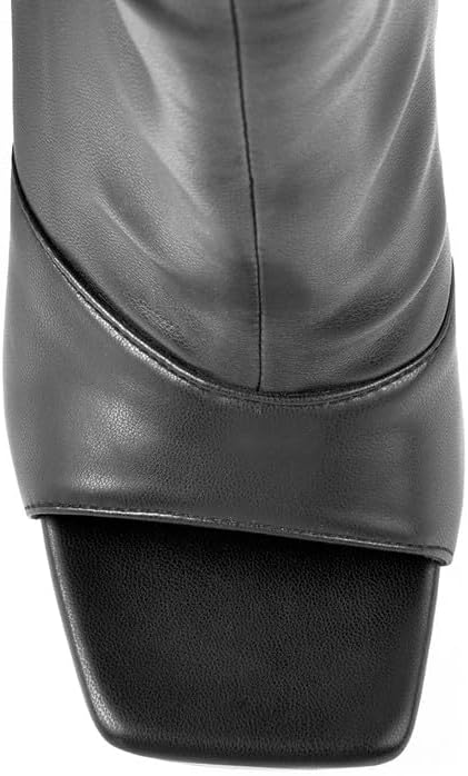 LISHAN Women's Stiletto Heel Zipper Knee/Thigh High Boots Peep/Close Toe Pull on Long Boots