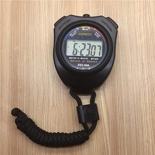 Cronómetro profesional de dos vías, electrónico, multifunción para deportes con silbato metálico (Negro) miniatura 3