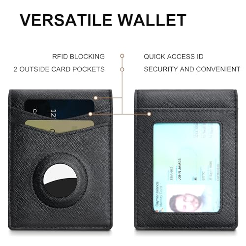 Image of Suncat Slim Airtag Wallet for Men Card Holder RFID Wallet with Money Clip | Minimalist Bifold Design, Large Capacity, RFID-Blocking, 11 Card Holders & 2 ID Window, Gifts for Men