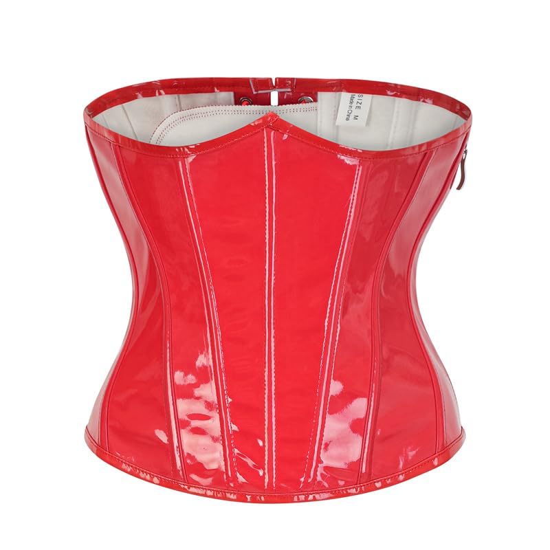 Women’s Short PU Leather Waist Corset | Bright Finish with Side Zipper & Tie Closure-image-34