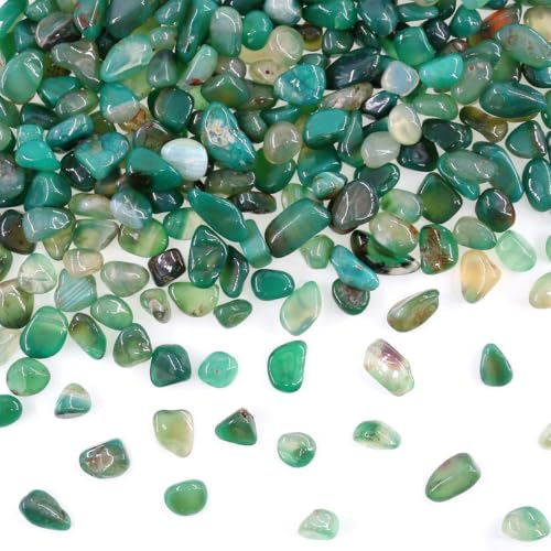 Image of WAYBER Natural Tumbled Agate Quartz Decorative Pebbles Stones, 1 Lb Green | Lustrous Polished Finish, Rich Long-Lasting Hues, Toxin-Free Material, Perfect for DIY Crafts & Home Decor