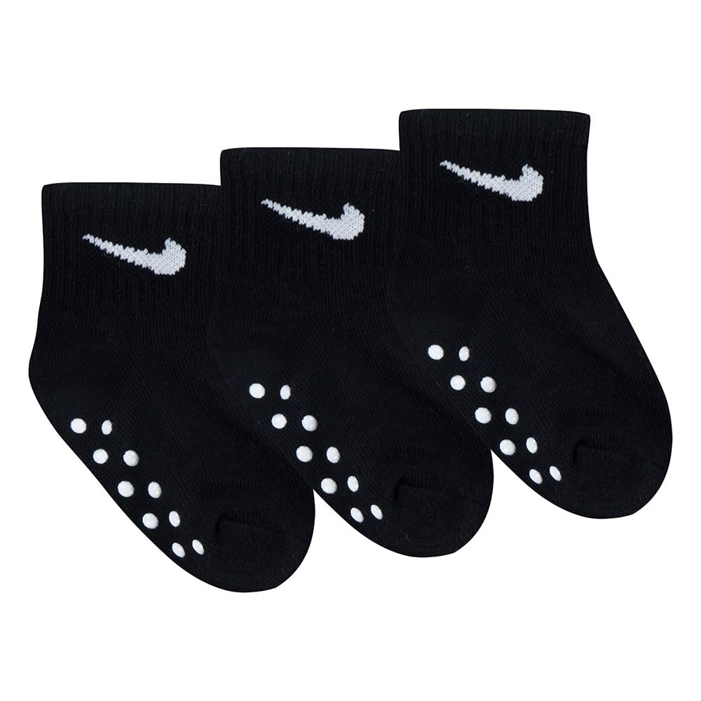 Nike Baby Non Slip Ankle Gripper Socks 3 Pack (US, Age, 12 Months, 24 Months, Black/White)