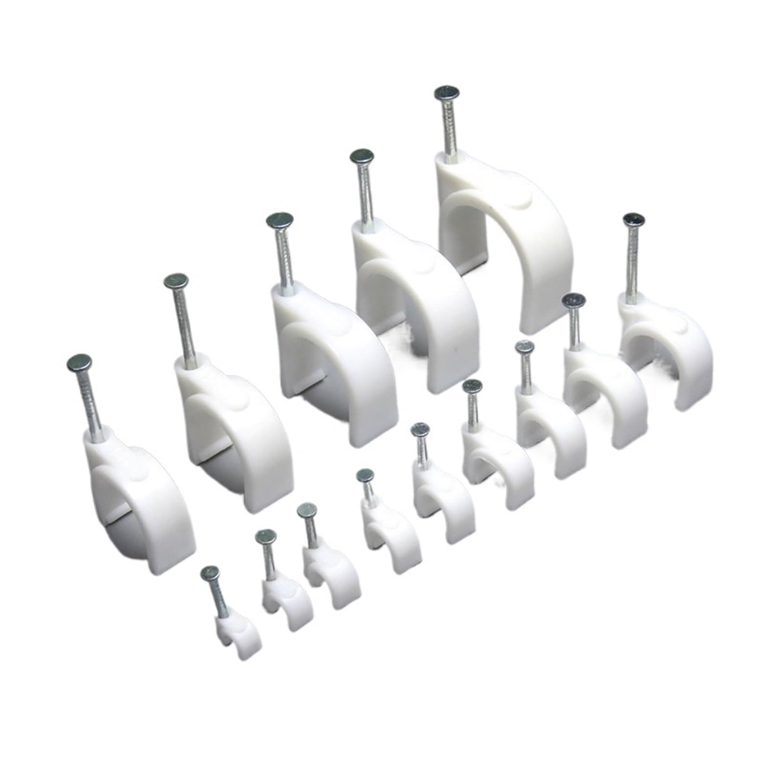 Kabelschellen Nagelschellen 100Pcs Stahl Nagel Draht Clips 4-50mm runde Kunststoff Nylon(25mm)
