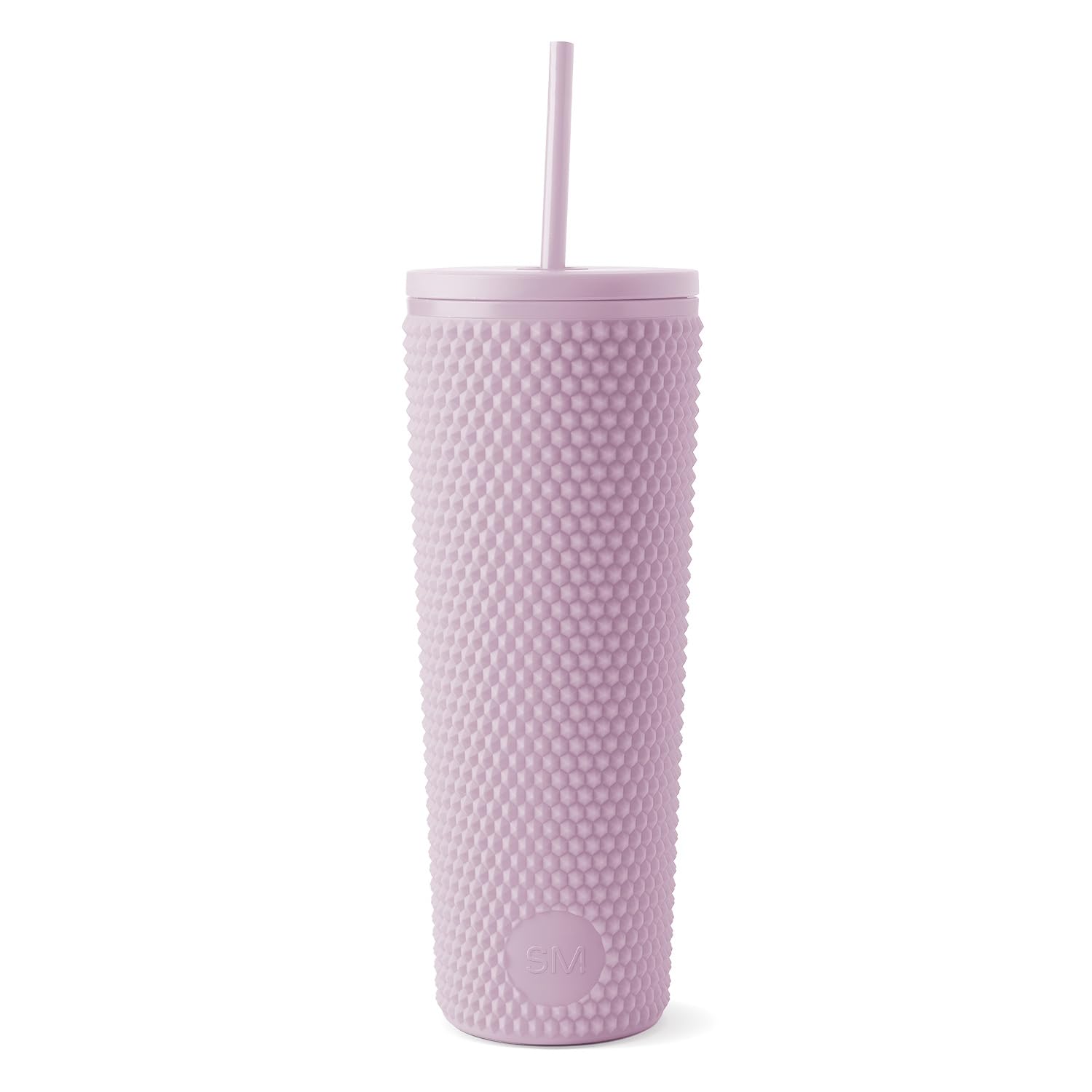 Simple Modern Plastic Matte Studded Tumbler with Lid and Straw | Reusable BPA Free Iced Coffee Cups Double Wall Smoothie Cup | Gifts for Women Men Him Her | Classic Collection | 24oz | Lavender Mist