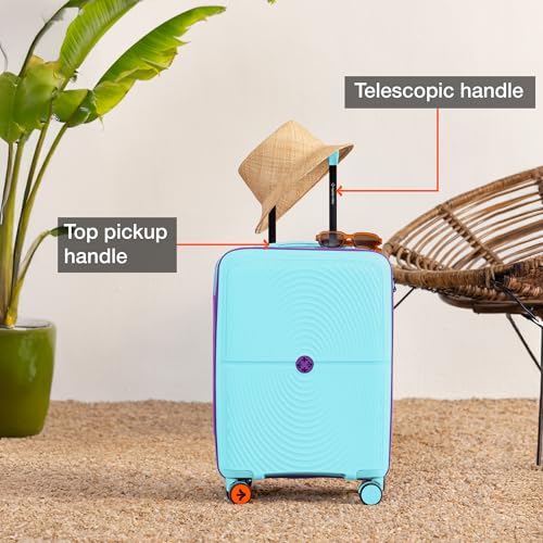 Image of Nasher Miles Bali Hard-Sided Polypropylene Cabin Luggage 20 inch | 55cm | 8 Wheels Small Trolley Bag for Travel | Suitcase (Light Blue)