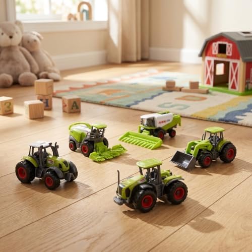 Toyland® Set of 5 Green Die Cast Metal Farm Machinery Toys - Approx 4.5cm Each - Includes Tractors,Combine Harvesters & More! — view 4