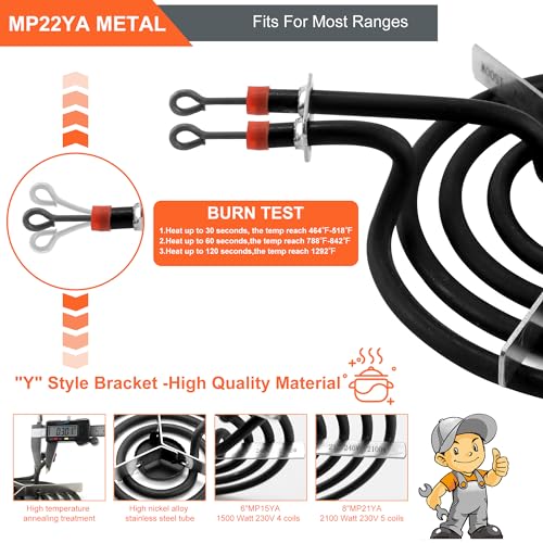 image for W10290350 W10290353 Silver Drip Pans & MP22YA Electric Stove Burner El