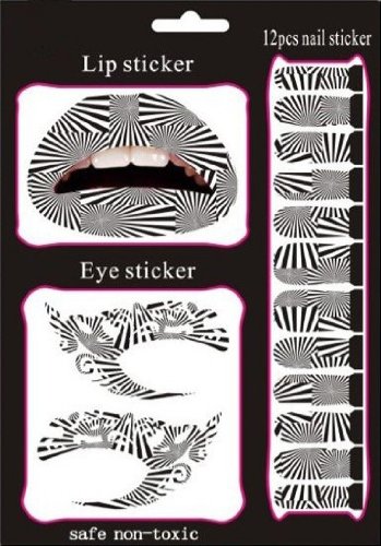 DGI MART Sports Fan Charms Decorations Nails Lips Fake Temporary Tattoos Decor Decals Eyes Transfer Eyeshadow - Sparking Zebra