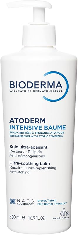 Atoderm Intensive Balm, Hydrating Balm for Dry to Atopic Sensitive Skin, Face & Body Moisturizer with Ultra Soothing Anti-Itching Formula, Fragrance-Free, Non-Greasy & Non-Sticky for Family