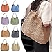 MODODO Braided Straw Handbag Large Capacity Woven Shoulder Bag Fashionable Color Basket Bag for Beach Vacation