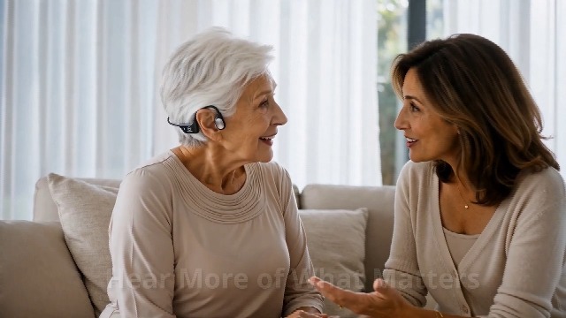 Image of Aurimi Bone Conduction Hearing Amplifier - Open Ear Comfortable Sound Enhancement Device for Seniors, Lightweight 25g Wearable with 10H Battery, Easy One Button Control for Clear Conversations