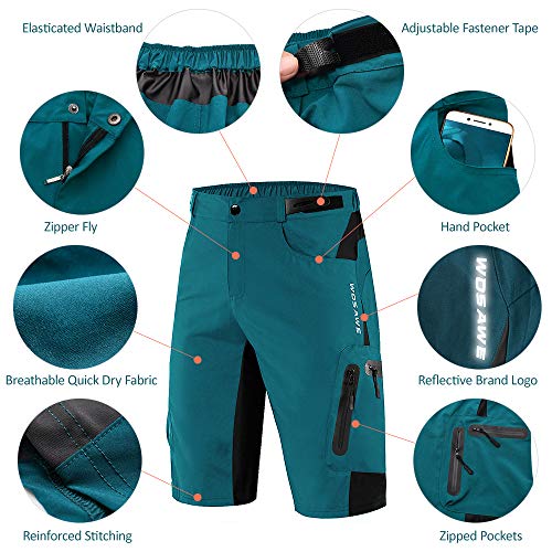 Shorts de ciclismo, Andoer Calções de ciclismo masculinos soltos e respiráveis ​​de secagem rápida S