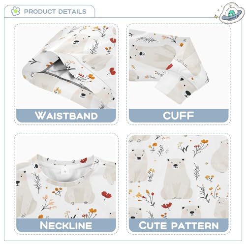 JUNZAN Cute Polar Bear White Big Boys Hoodie Sweatshirt Crewneck Outerwear for Kids Athletic 4T3