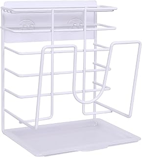 OurLeeme Regał kuchenny, regał do krojenia, metalowy blok na noże, wielofunkcyjny uchwyt na noże, bez otworów, deska do krojenia, stojak na naczynia, organizer kuchenny