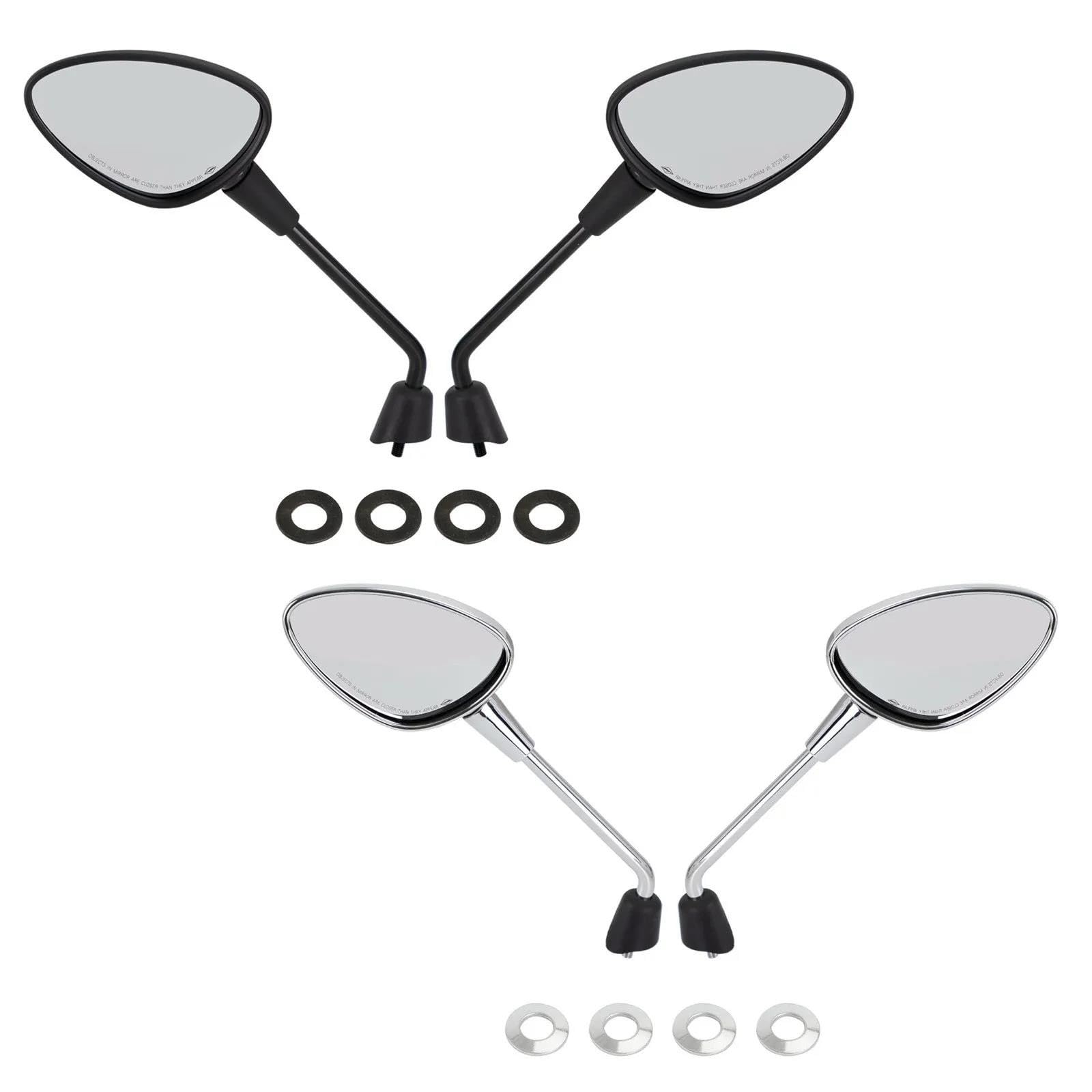 Rétroviseurs Gauche et Droit Moto pour Vespa Sprint 50 125 150 2014-2022 Plastique Noir Rétroviseur de Moto(Chrome)