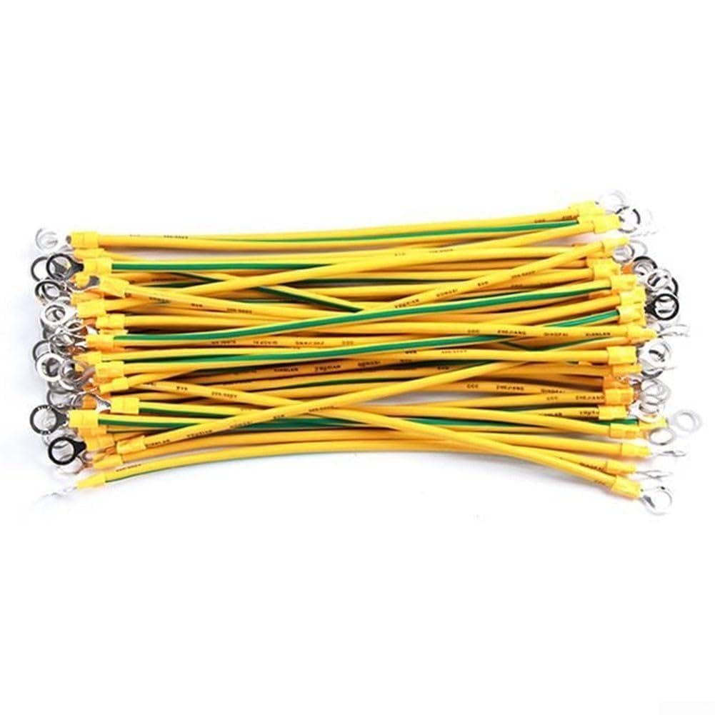 RiseNova BVR Solar PV Ground Wire with Terminals 10 12 14 AWG Flexible Copper Earth Cable for Photovoltaic Panel System Installation (2.5mm2-30CM)