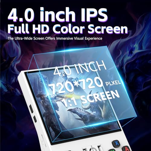 Image of R36MAX Retro Handheld Games Console, Retro Gaming Console with Open Source Linux System, Built-in 22,000+ Classic Game, Video Game Consoles with 4.0 inch IPS HD Screen, 4000mAh Battery (White 128GB)