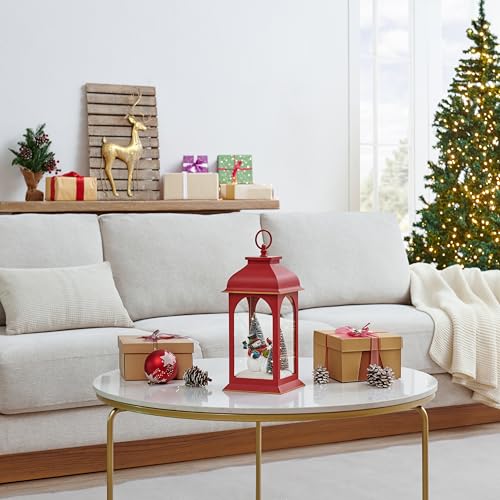 Diorama de Navidad en farol iluminado pequeño con diseño de muñeco de nieve 6