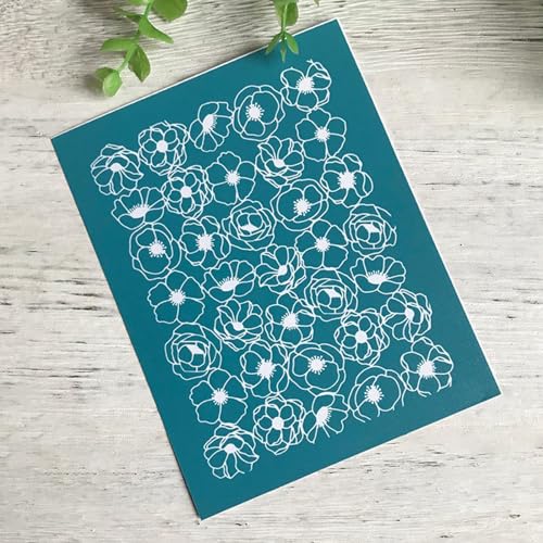 MANGOUSONG Screen Printing Kit,10.3x13.9cm Flower Polymer Clay Tool Silk Screen Stencils Flower Printing on Clay for Pottery Ceramic Craft Jewelry Earrings Making Decor