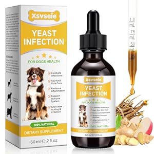 Hefe-Infektion Behandlung für Hunde, Hund Hefe-Infektion Behandlung für juckende Hundehaut Relief, Hund Allergie Relief, juckende Ohr Relief für Hunde, Hund Ohr-Infektion – 2 FL Oz / 60ml