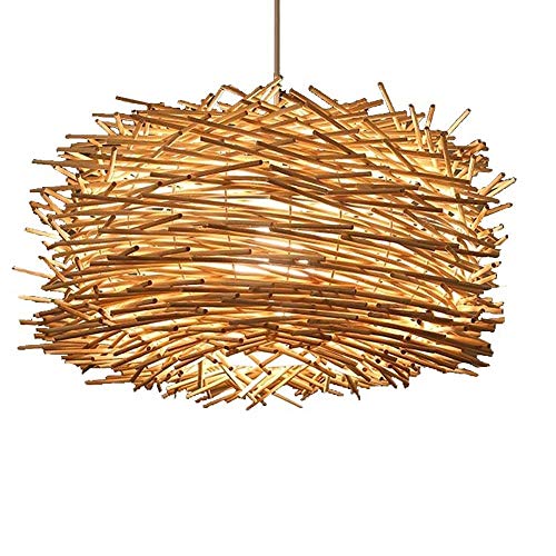 Chandelier suspension rotin tissage lustre créatif salon