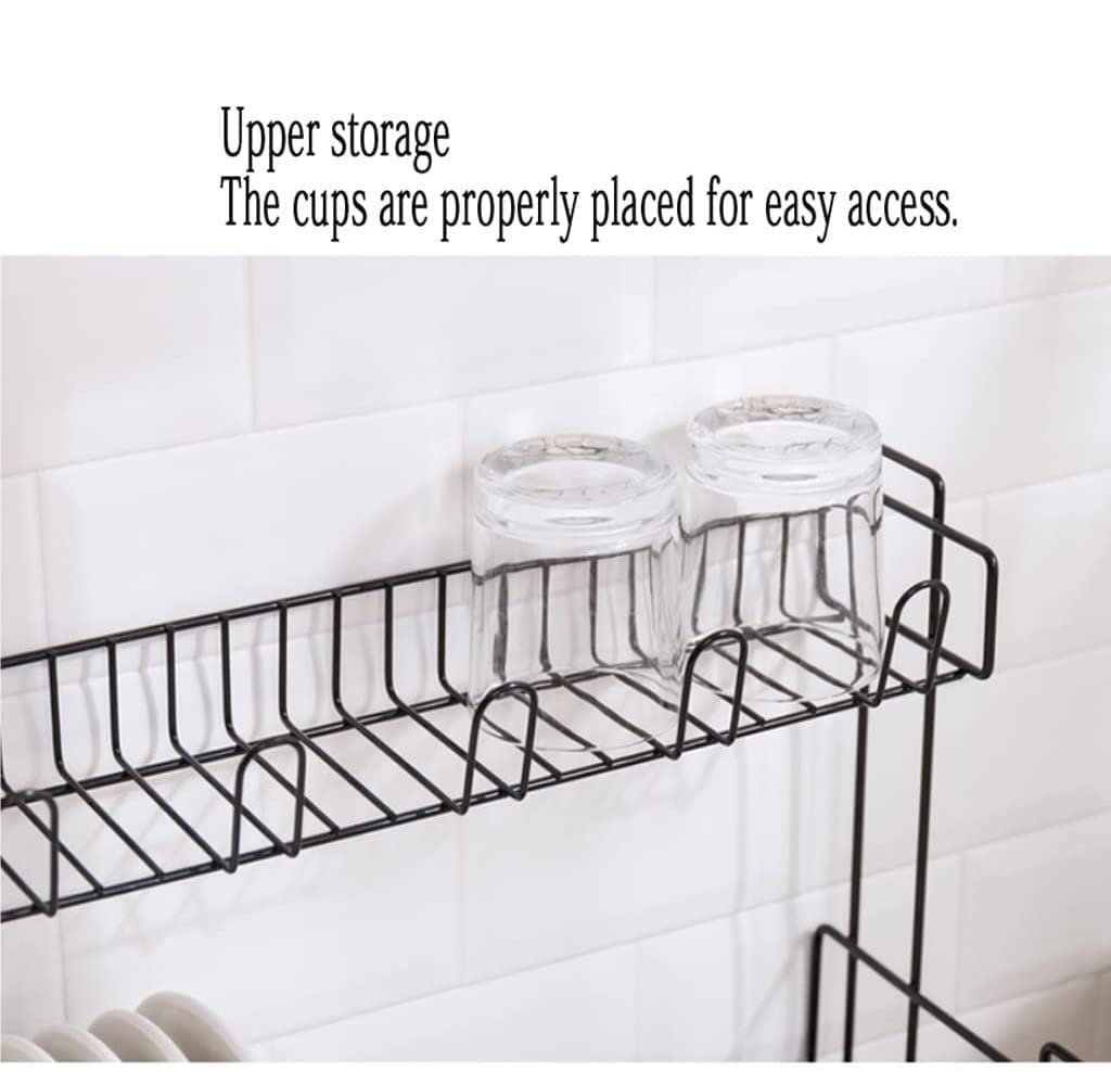 Egouttoir Vaisselle Étagères À Vaisselle Modernes en Métal avec Porte-ustensiles Détachable pour Égouttoir, Porte-gobelet pour Le Stockage De Comptoir Cuisine Rangement Cuisine(White)