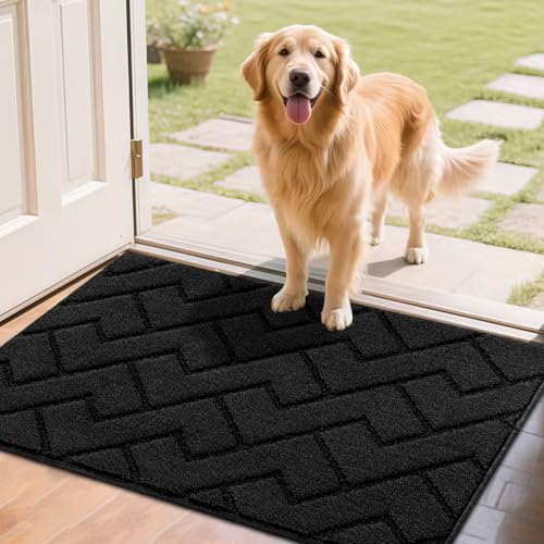 hicorfe Door Mat Indoor Entrance,24'x35' Non Slip Welcome Mat,TPR Backing Dirt Trapper Front Door...